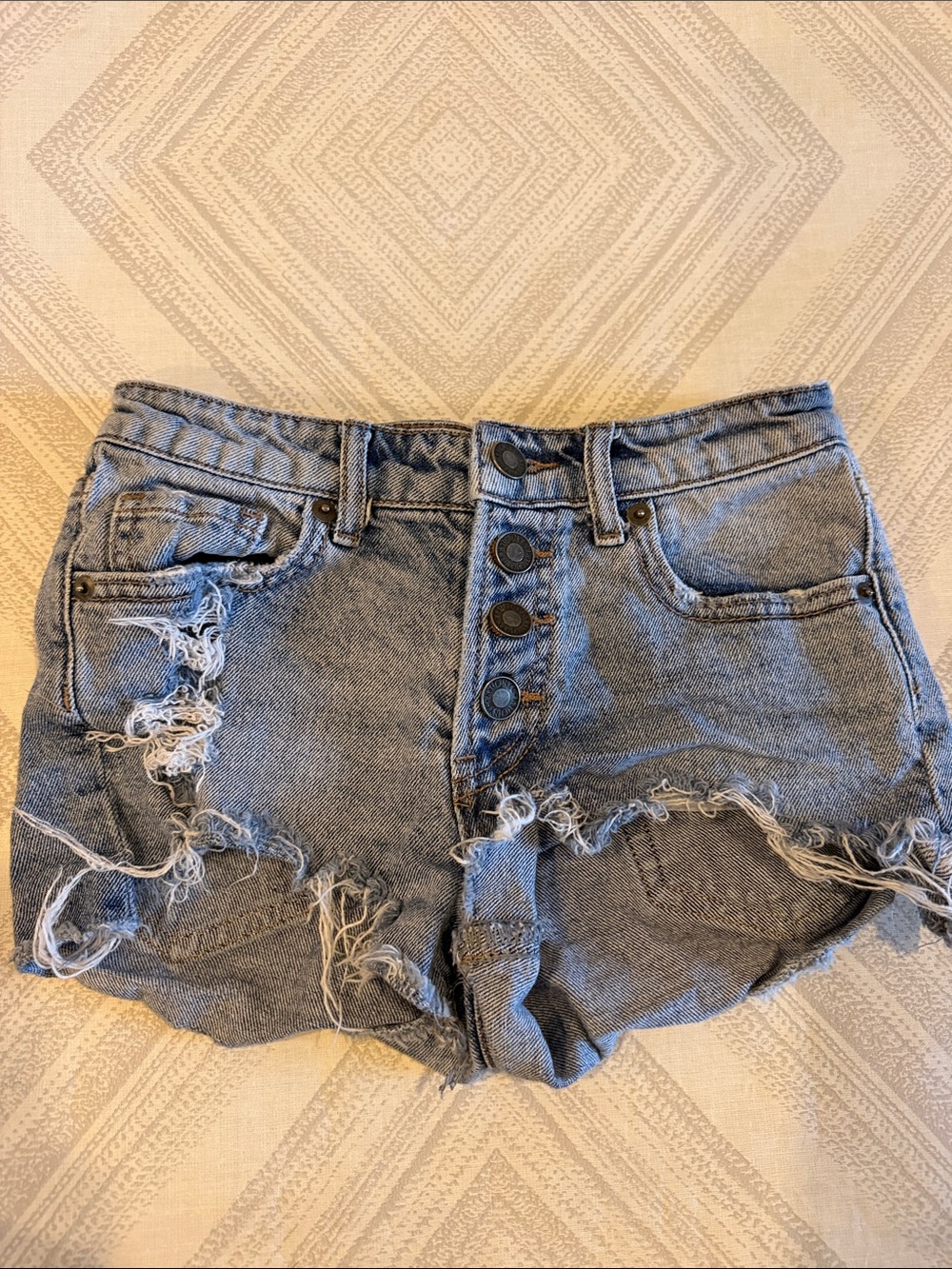 Katie J NYC Girls Ripped Denim Shorts Size 14 Light Wash